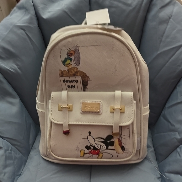 Disney Cream Backpack with Mickey Mouse Design - Picture 1 of 4